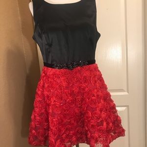 Formal Black mini with Red Rose Skirt